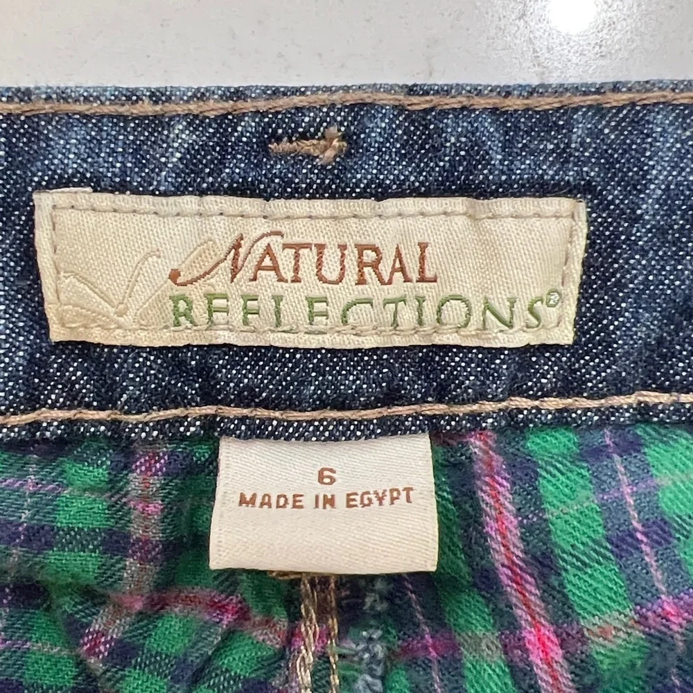 Natural Reflections Plaid Lined Dark Wash Jeans Size 6